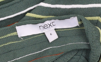Next Women’s Green Striped Bodycon Midi Dress Size 6