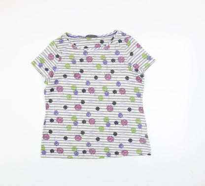 Marks and Spencer Per Una Womens Multicoloured Floral Stripe T-Shirt Size 14