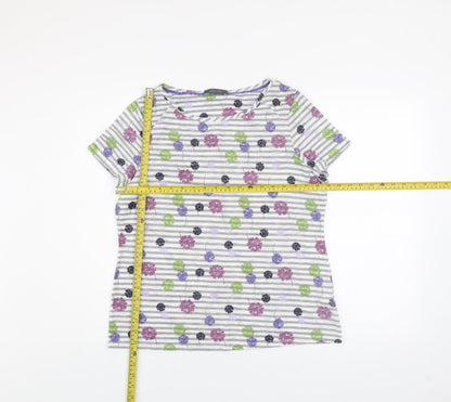 Marks and Spencer Per Una Womens Multicoloured Floral Stripe T-Shirt Size 14