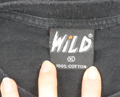 Wild Men's Black XL Animal Graphic Wolf Nature Vintage T-Shirt