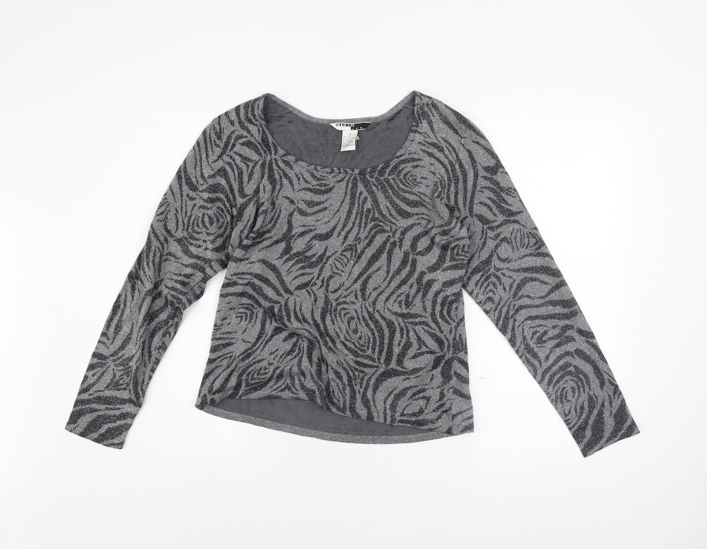 Womens UK Size M Studio JPR Grey Basic T-Shirt