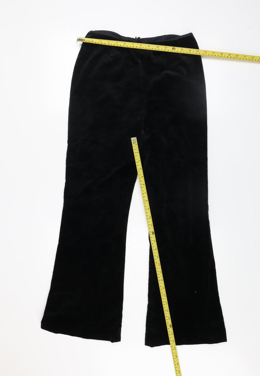Next Womens Black Velvet Flared Trousers Size 10 Regular