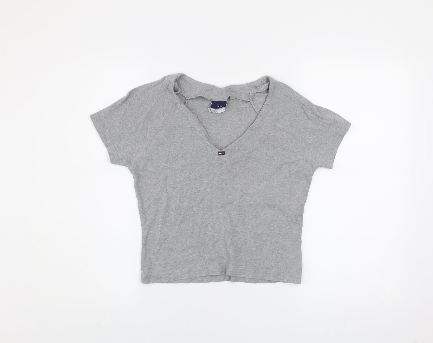Womens UK Size S Tommy Jeans Grey Cropped T-Shirt