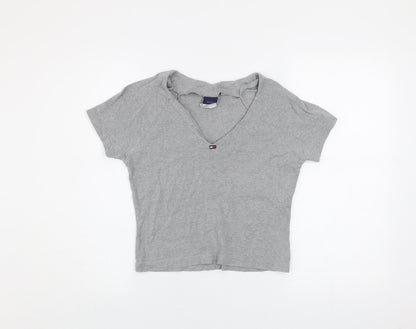 Womens UK Size S Tommy Jeans Grey Cropped T-Shirt