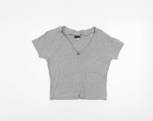 Womens UK Size S Tommy Jeans Grey Cropped T-Shirt