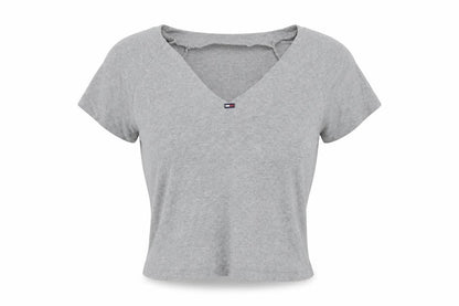 Womens UK Size S Tommy Jeans Grey Cropped T-Shirt