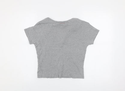 Womens UK Size S Tommy Jeans Grey Cropped T-Shirt