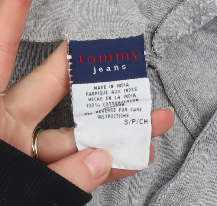 Womens UK Size S Tommy Jeans Grey Cropped T-Shirt