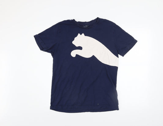 Puma Men's Blue Graphic Sports T-Shirt Size M Cotton Crew Neck