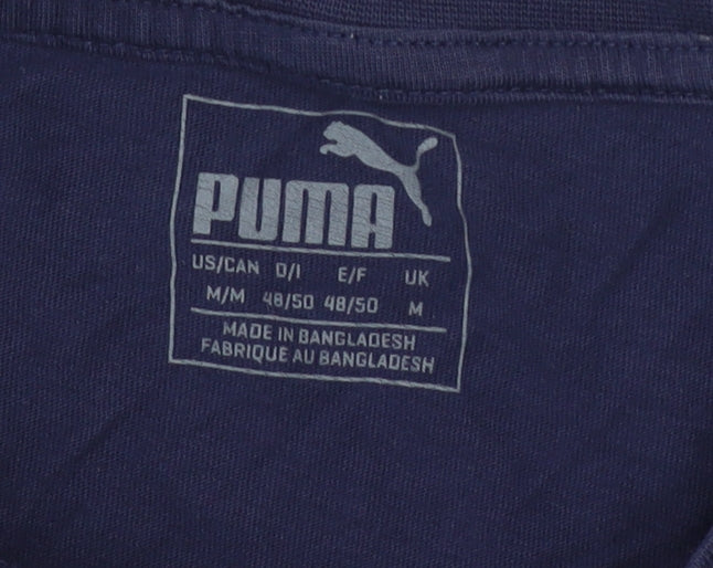 Puma Men's Blue Graphic Sports T-Shirt Size M Cotton Crew Neck