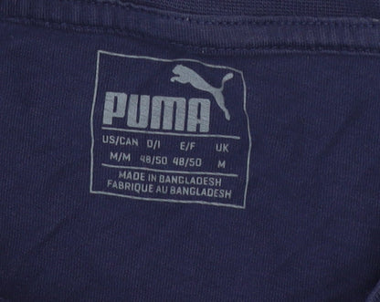 Puma Men's Blue Graphic Sports T-Shirt Size M Cotton Crew Neck
