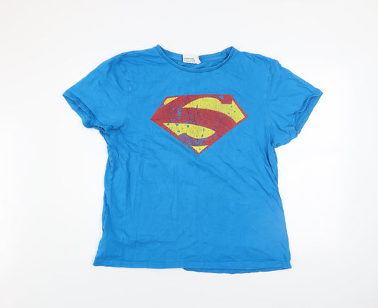 Superman Men's Blue 2XL Graphic Short Sleeve Cotton T-Shirt