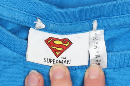 Superman Men's Blue 2XL Graphic Short Sleeve Cotton T-Shirt