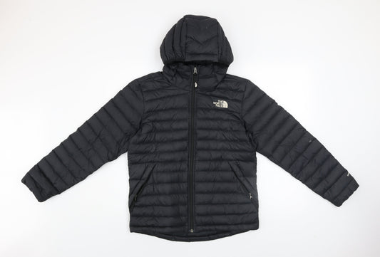 The North Face Boys Black Down Puffer Jacket L Hooded Insulated Winter Coat