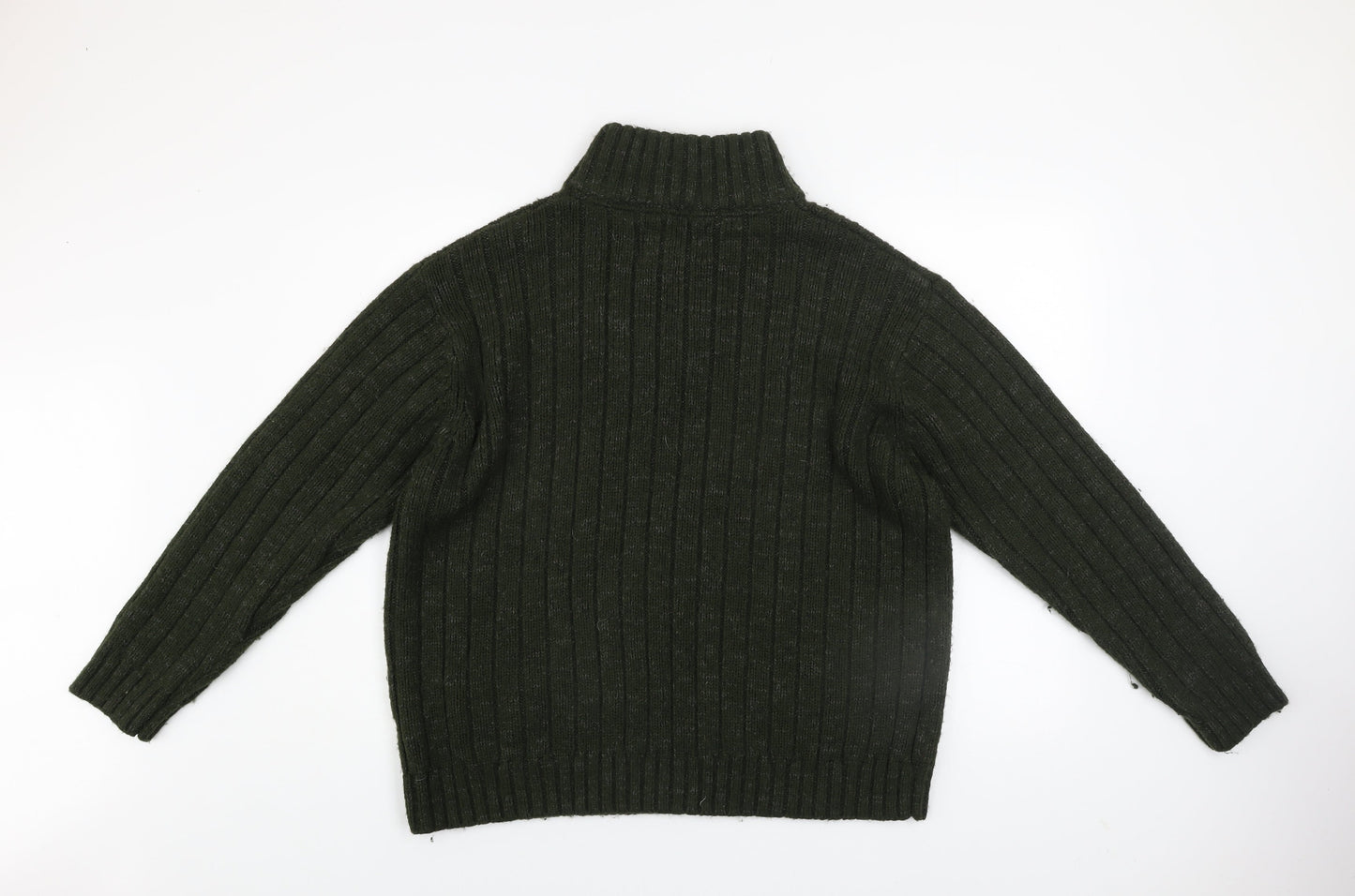 North Coast Mens Green XL 1/4 Zip Ribbed Knit Jumper