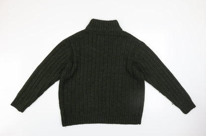 North Coast Mens Green XL 1/4 Zip Ribbed Knit Jumper