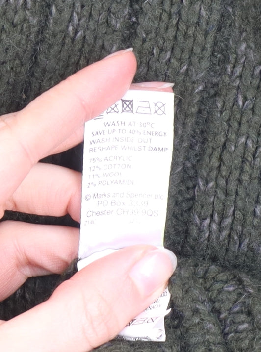 North Coast Mens Green XL 1/4 Zip Ribbed Knit Jumper