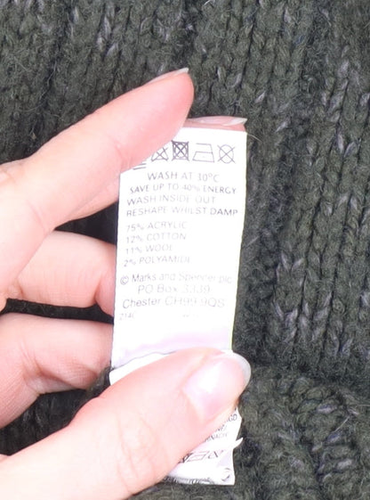 North Coast Mens Green XL 1/4 Zip Ribbed Knit Jumper