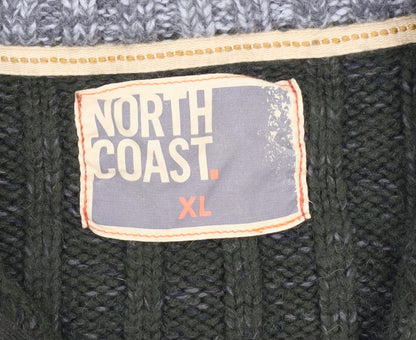 North Coast Mens Green XL 1/4 Zip Ribbed Knit Jumper
