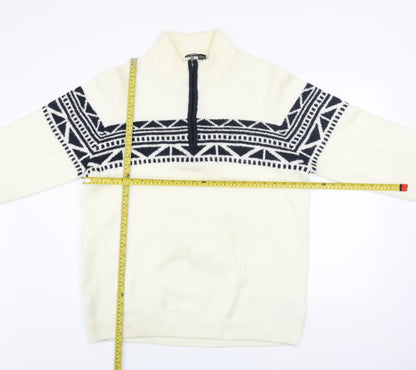 Livergy Men’s Ivory Geometric 1/2 Zip High Neck Jumper XL