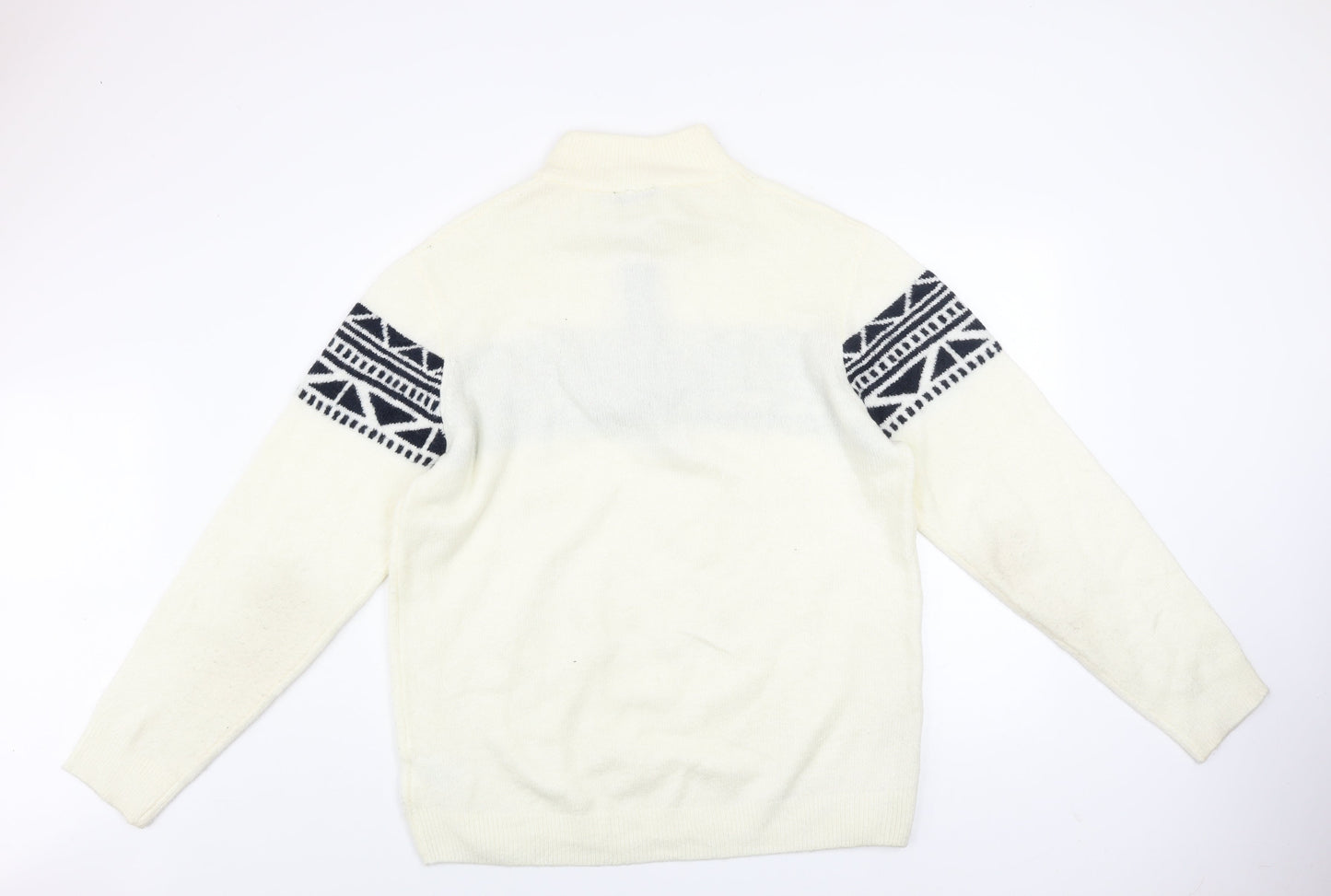 Livergy Men’s Ivory Geometric 1/2 Zip High Neck Jumper XL
