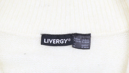 Livergy Men’s Ivory Geometric 1/2 Zip High Neck Jumper XL