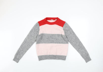 Jack Wills Women’s Multicoloured Crew Neck Striped Wool Blend Jumper Size 6