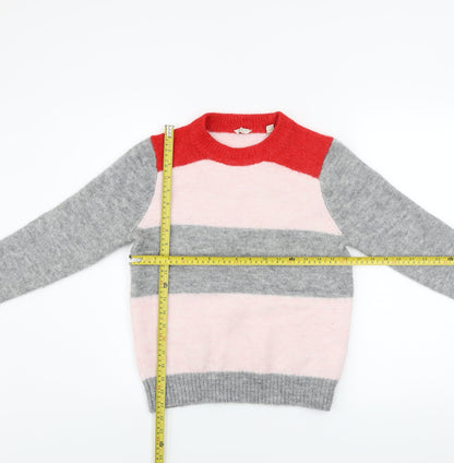 Jack Wills Women’s Multicoloured Crew Neck Striped Wool Blend Jumper Size 6