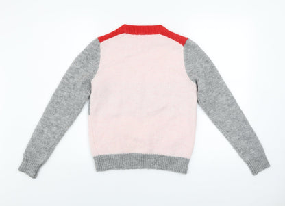 Jack Wills Women’s Multicoloured Crew Neck Striped Wool Blend Jumper Size 6