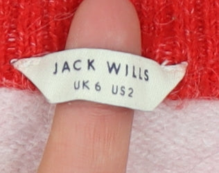 Jack Wills Women’s Multicoloured Crew Neck Striped Wool Blend Jumper Size 6