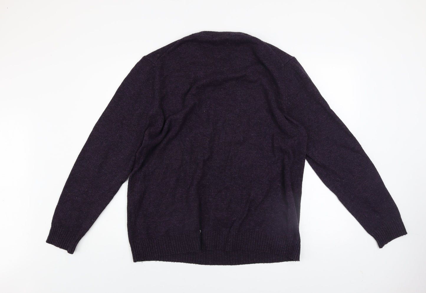 Thomas Nash Men’s Purple Wool Blend Crew Neck Jumper Size L