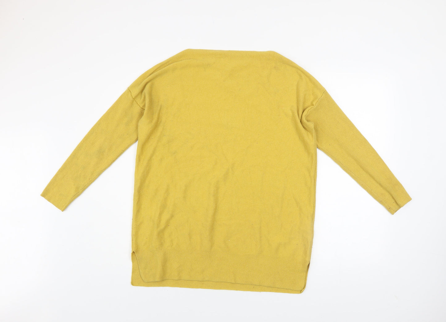 Joules Women Yellow Cotton Blend Boat Neck Long Sleeve Jumper UK 12