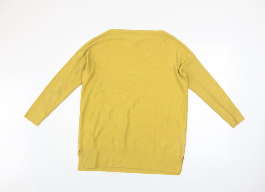 Joules Women Yellow Cotton Blend Boat Neck Long Sleeve Jumper UK 12