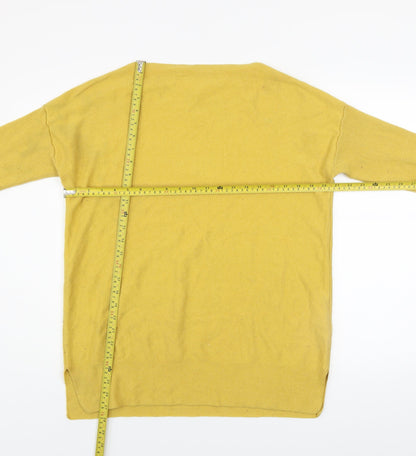 Joules Women Yellow Cotton Blend Boat Neck Long Sleeve Jumper UK 12