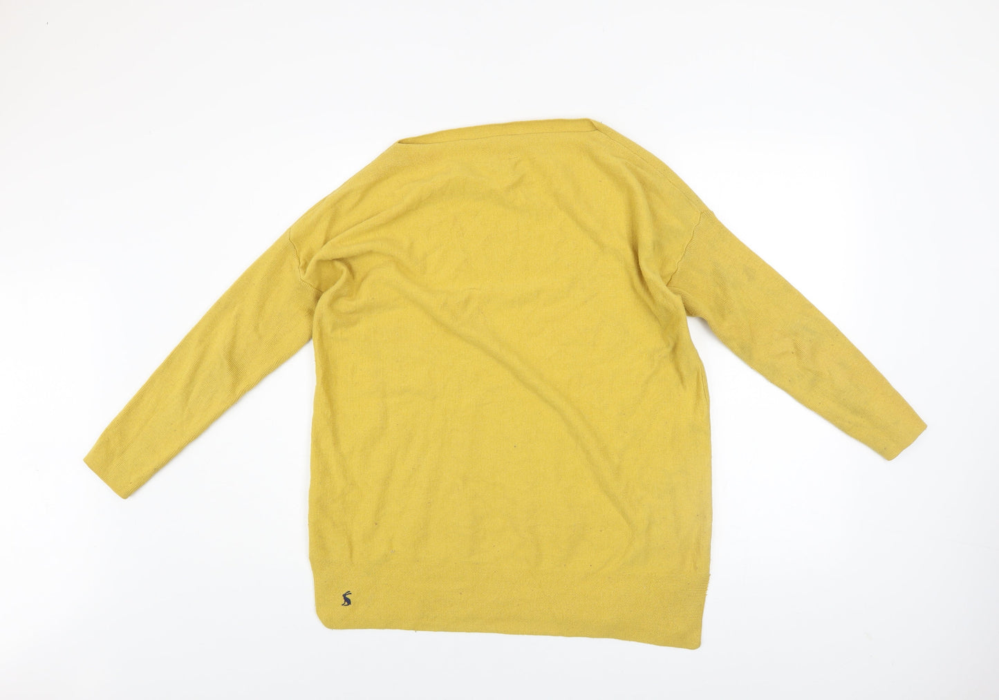 Joules Women Yellow Cotton Blend Boat Neck Long Sleeve Jumper UK 12