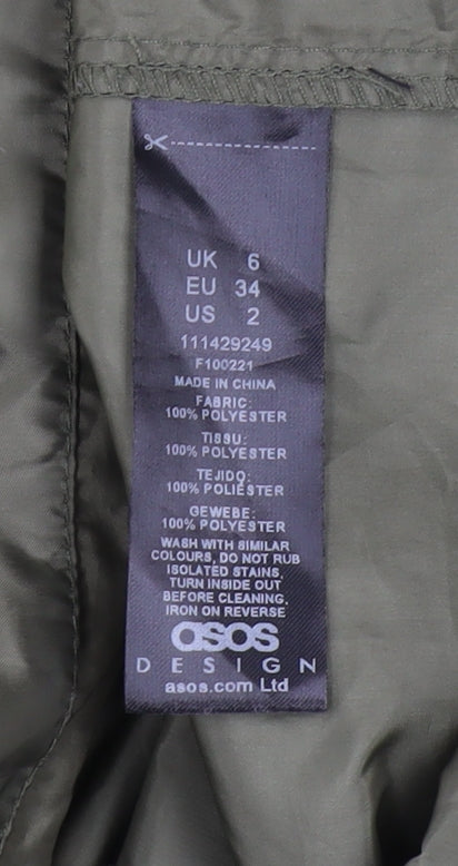 Womens UK Size 6 ASOS DESIGN Green Anorak Coat