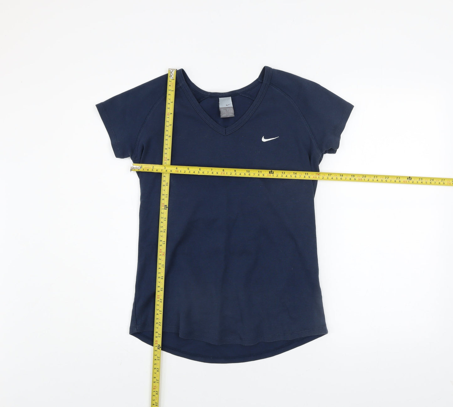 Nike Women's Blue V-Neck Short Sleeve Basic T-Shirt Size L