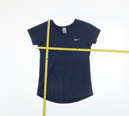 Nike Women's Blue V-Neck Short Sleeve Basic T-Shirt Size L