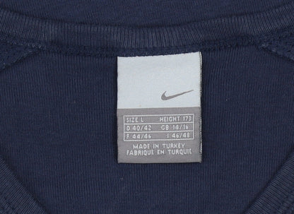 Nike Women's Blue V-Neck Short Sleeve Basic T-Shirt Size L