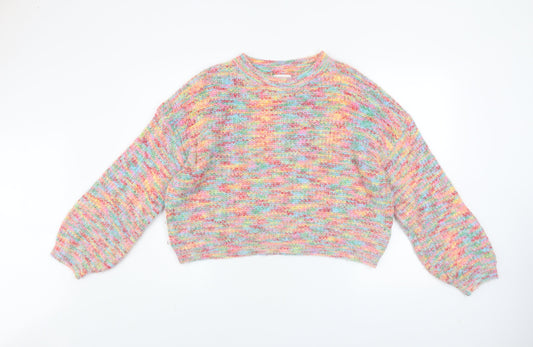 Apricot Womens Multicoloured Chunky Knit Crew Neck Jumper Size 16