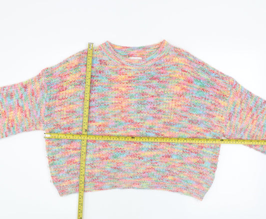 Apricot Womens Multicoloured Chunky Knit Crew Neck Jumper Size 16