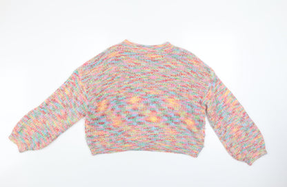 Apricot Womens Multicoloured Chunky Knit Crew Neck Jumper Size 16