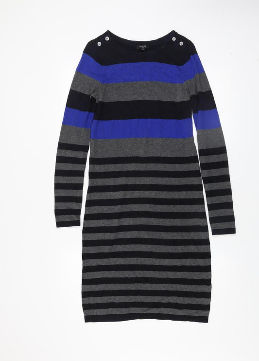 Hobbs Women Multicoloured Striped Jumper Dress Size 8