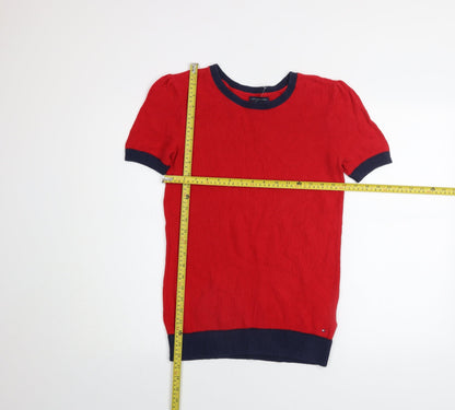 Tommy Hilfiger Men Red Knit Crew Neck Short Sleeve Jumper M