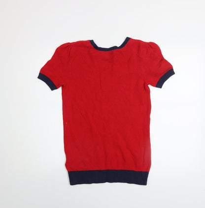 Tommy Hilfiger Men Red Knit Crew Neck Short Sleeve Jumper M