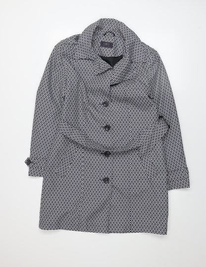 Marks and Spencer Women Blue Geometric Trench Coat Size 12
