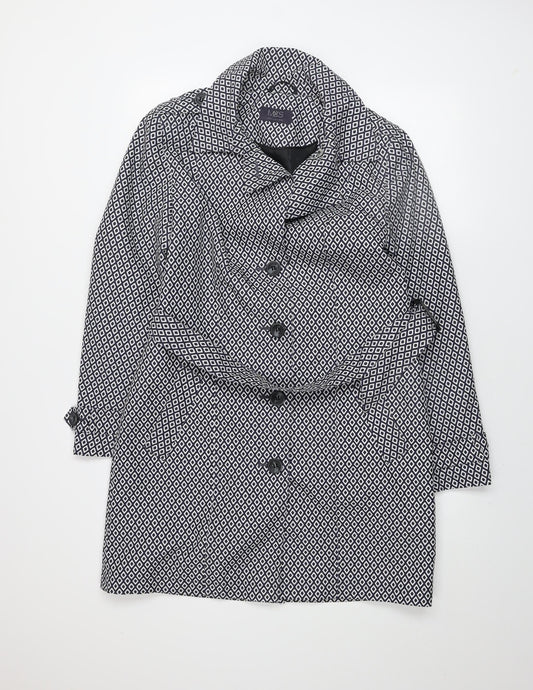 Marks and Spencer Women Blue Geometric Trench Coat Size 12
