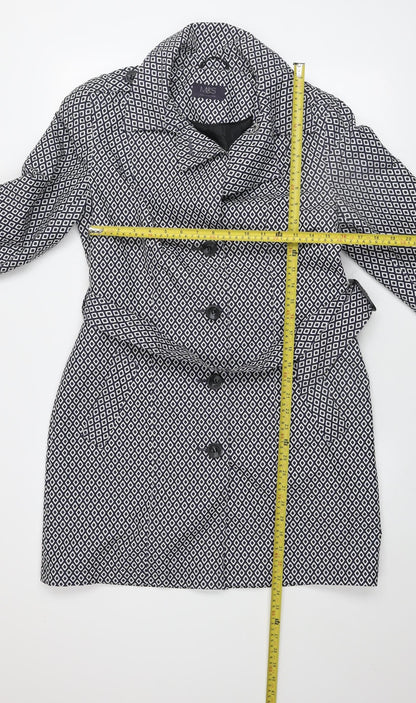 Marks and Spencer Women Blue Geometric Trench Coat Size 12