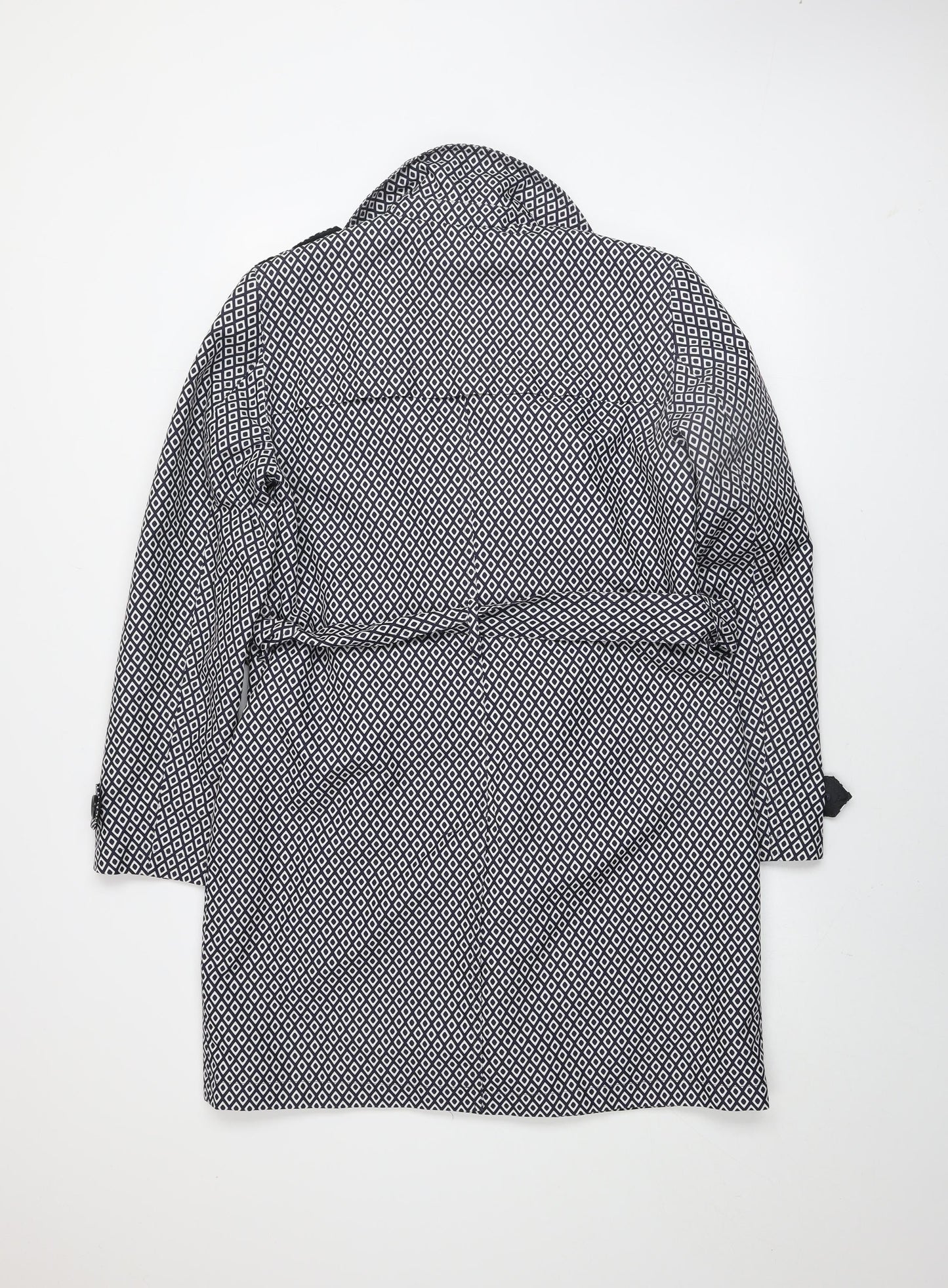 Marks and Spencer Women Blue Geometric Trench Coat Size 12