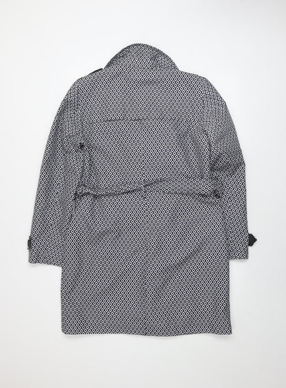 Marks and Spencer Women Blue Geometric Trench Coat Size 12